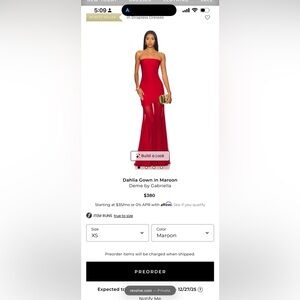 Deme by Gabriella Red Gown size XS NWT